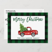 Groene Borstel Script  Truck Kerst Plakt Briefkaart (Voorkant / Achterkant)