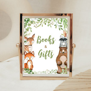 Groene Bos Baby Shower Boeken en Cadeaus Bord Poster