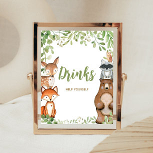 Groene Bos Baby Shower Dranken Bord Poster