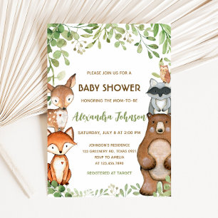 Groene Bos Baby Shower Uitnodiging