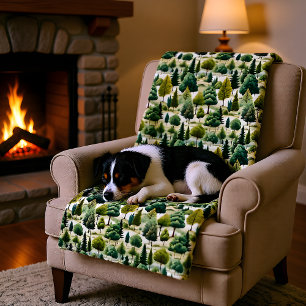 Groene Bos Botanische Print Illustratie Fleece Deken