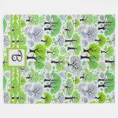 Groene bos met monogram fleece deken (Voorkant (Horizontaal))