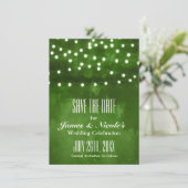 Groene Bos Rustieke Slingerlichten Save The Date (Staand voorkant)