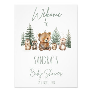 Groene bosavontuur baby shower welkomstbord foto afdruk