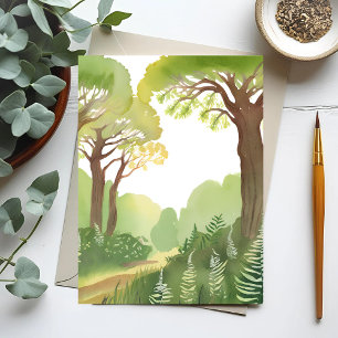 Groene bosbomen   Natuur mooie aquarel Briefkaart