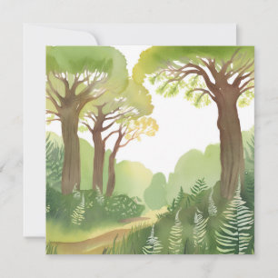 Groene bosbomen   Natuur mooie aquarel Kaart