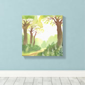 Groene bosbomen | Natuur Mooie Waterverf Canvas Afdruk (Insitu (Houten vloer))