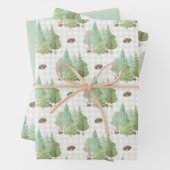 Groene bosbomen paddenstoelen inpakpapier vel (In situ)