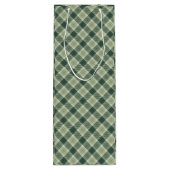 Groene bosplaid wijn cadeautas (Achterkant)