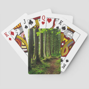 Groene boswandeling landschappelijk pokerkaarten