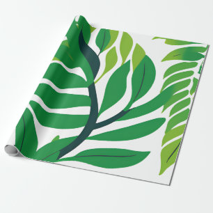 Groene botanische bladeren cadeaupapier