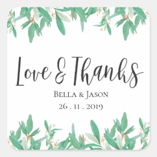 Groene botanische bladeren Elegant Wedding Sticker