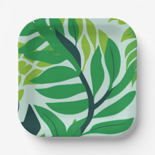 Groene botanische bladeren papieren bordje