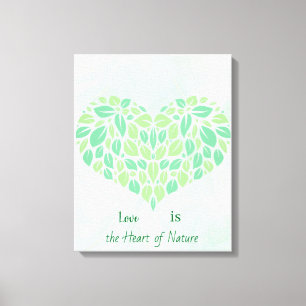 Groene botanische bladeren watercolor hart poster canvas afdruk