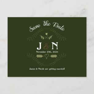 Groene botanische bos bruiloft Save The Date Aankondigingskaart