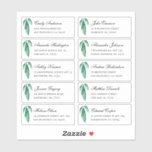 Groene botanische gastenadres. Verzendlabels Sticker