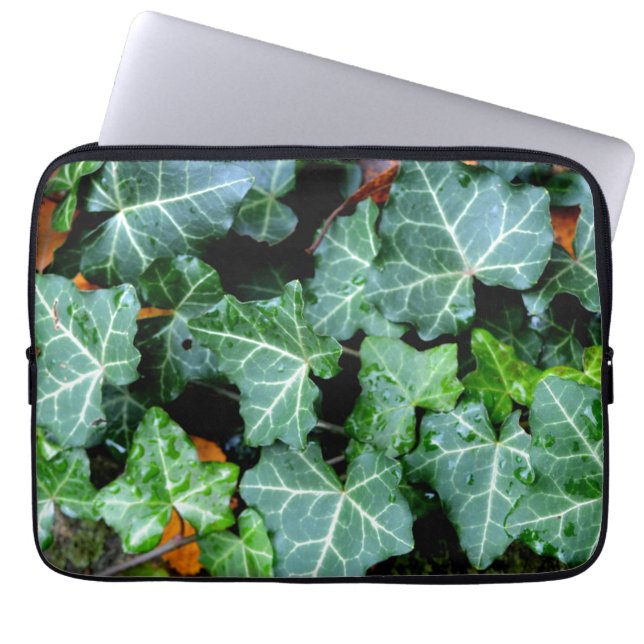 Groene botanische klimop en veldsteen laptop sleeve (Voorkant)