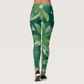 Groene Botanische Leaf All-Over-Print Leggings (Achterkant)