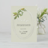 Groene Botanische Moderne Bloemen Dank u Folie Uitnodiging (Staand Voorkant)