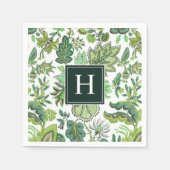 Groene  Botanische Monogrammed Servet (Voorkant)