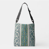 Groene Botanische Perzisch Abstract Patroon Crossbody Tas (Voorkant)