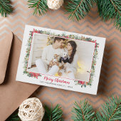 Groene botanische script foto Kerstmis Feestdagenkaart