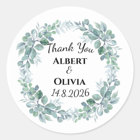 Groene botanische trouwfavoriete klassieke sticker (Voorkant)