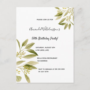 Groene botanische uitnodiging voor olijfgaarden