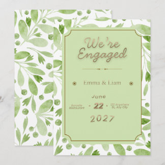 Groene Botanische Verlovingsuitnodiging – Elegant Kaart
