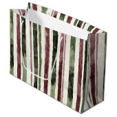 Groene Bourgogne Stripes Kerstmis Groot Cadeauzakje (Voorkant Gekanteld)