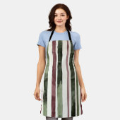 Groene Bourgogne Stripes Kerstmis Schort (Gedragen)