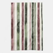 Groene Bourgogne Stripes Kerstmis Theedoek (Verticaal)
