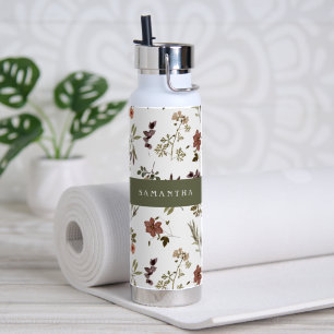 Groene Bourgondië Wilde Bloem Initiaal Naam Waterfles