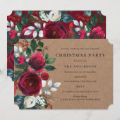 Groene Bourgondische gebladerte Winter Christmas P Kaart (Voorkant / Achterkant)