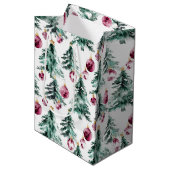 Groene Bourgondische kerstbomen Ornamenten Medium Cadeauzakje (Voorkant Gekanteld)