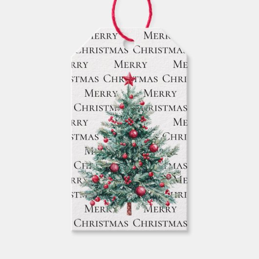 Groene Bourgondische kerstbomen Ornamenten Quote Cadeaulabel (Voorkant)