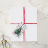 Groene Bourgondische kerstbomen Ornamenten Quote Cadeaulabel (Met Touw)