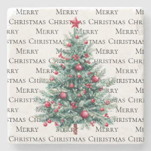 Groene Bourgondische kerstbomen Ornamenten Stenen Onderzetter