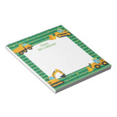 Groene bouwtrucks gepersonaliseerde mitswa notitieblok (Schuin)