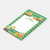 Groene Bouwtrucks Gepersonaliseerde Mitzvah Post-it® Notes (Schuin)