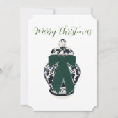 Groene Bow Chinoiserie Vaas Platte Vakantie Kaart (Voorkant)