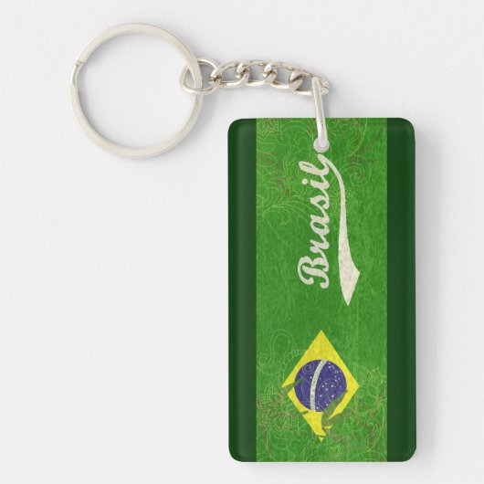 Groene Braziliaanse vlag Sleutelhanger (Voorkant)