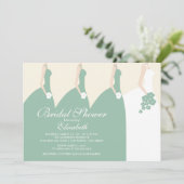 Groene Bridesmaids Bridal Shower Uitnodiging (Staand voorkant)