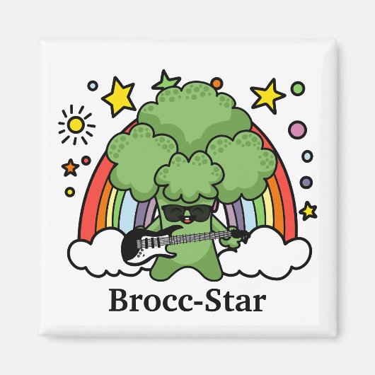 Groene Broccoli Broccoli, rockster Magneet (Voorkant)