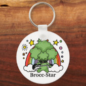 Groene Broccoli Broccoli, rockster Sleutelhanger (Achterkant)