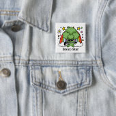 Groene Broccoli Broccoli, rockster Vierkante Button 5,1 Cm (In situ)