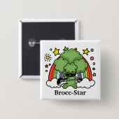 Groene Broccoli Broccoli, rockster Vierkante Button 5,1 Cm (Voorkant /achterkant)