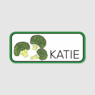 Groene broccoli Florets spreekt groenten uit Veg Naamplaatje