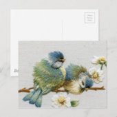 Groene broidervogel van de lenteslastelmunt briefkaart (Voorkant / Achterkant)