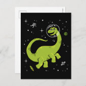 Groene Brontosaurus dinos in de ruimte Briefkaart (Voorkant / Achterkant)